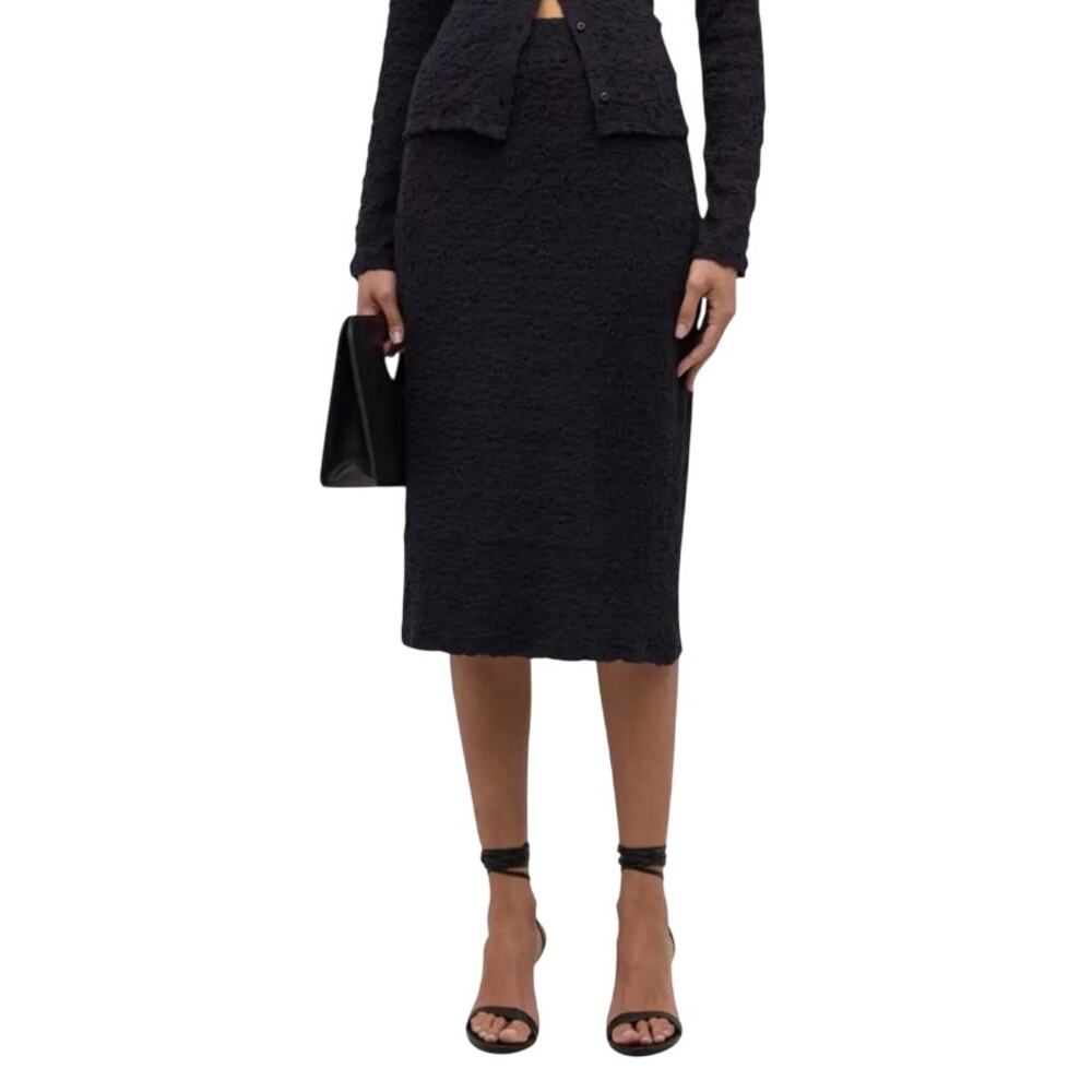 Vince Skirt smocked popcorn midi dark blue size XXS